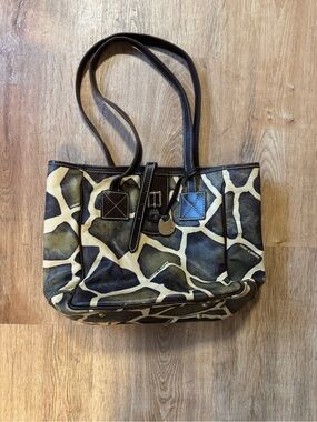 Vintage Dooney & Bourke Giraffe Print Shoulder Tote